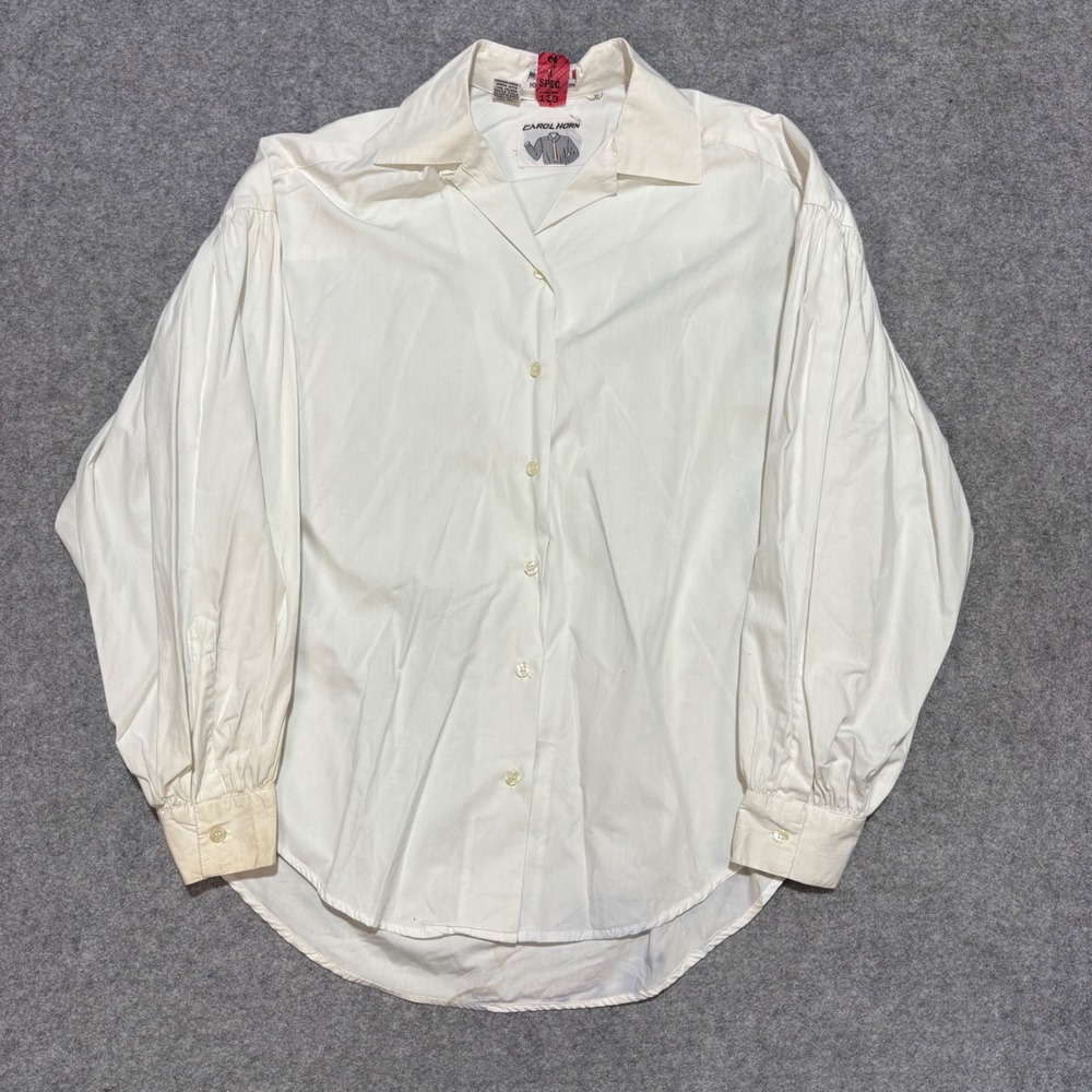 Carol Horn Vintage White Cotton Puff Sleeve Button Down Shirt Oversized Mens L